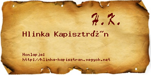 Hlinka Kapisztrán névjegykártya